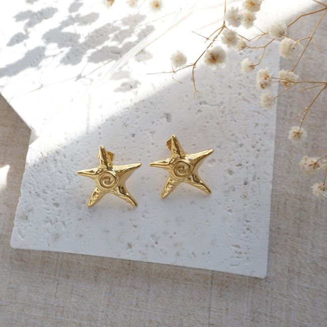 Lily | Gold Midi Starfish Stud Earrings