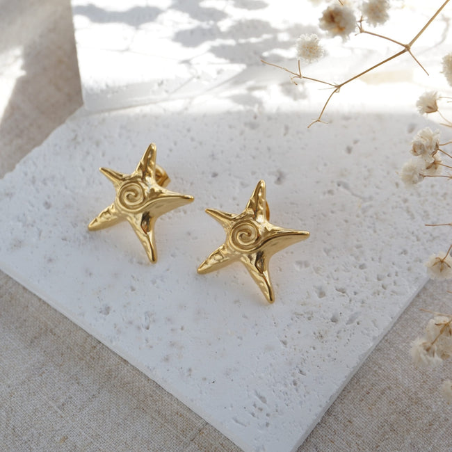 Lily | Gold Midi Starfish Stud Earrings