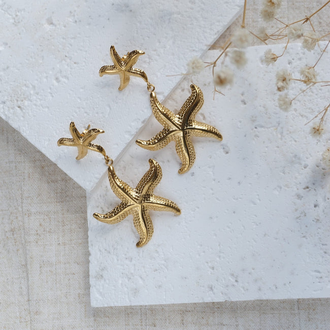 Maya | Gold Starfish Drop Earrings