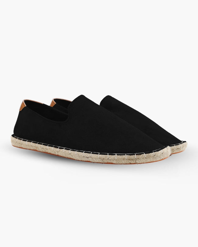 Men's cotton espadrilles with jute-wrapped sole by FJØRNA, featuring breathable cotton fabric and traditional jute sole.