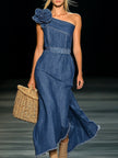 Denim Strapless Maxi Dress | Evening Dress