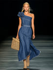 Denim Strapless Maxi Dress | Evening Dress