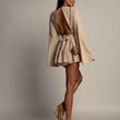 FJØRNA white mini dress, stylish short dress with a fitted silhouette, perfect for casual or semi-formal occasions.