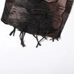 FJØRNA distressed sheer maxi dress featuring a flowy silhouette and distressed details, perfect for elegant summer wear.