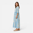 Women's lightweight floral midi dress by FJØRNA featuring bohemian-inspired design and breezy summer fabric.