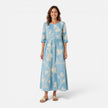Women's lightweight floral midi dress by FJØRNA featuring a bohemian-inspired design and flowy fabric for summer wear.