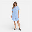 FJØRNA women's linen shirt dress with pockets, casual summer dress, lightweight and breezy for warm weather wear.