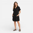FJØRNA women's linen shirt dress with pockets, casual summer dress featuring a relaxed fit and lightweight fabric.