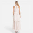Lightweight flowy women's tiered maxi dress with halter neck by FJØRNA, perfect for summer wear.