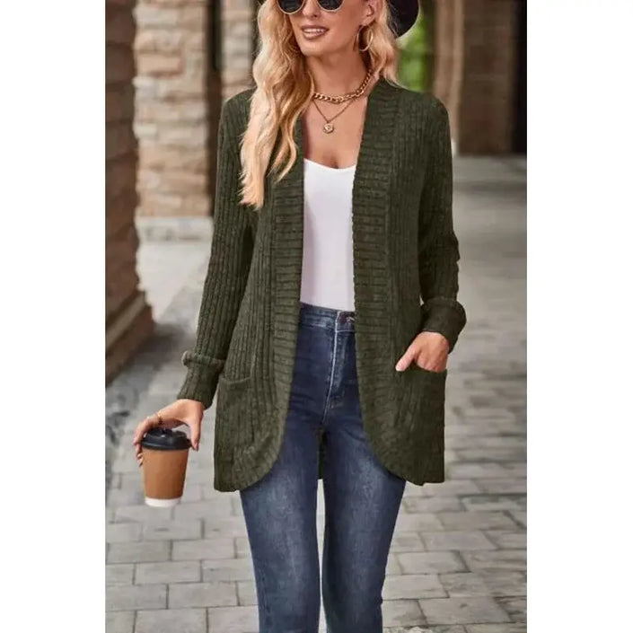 Freja | Cozy Chunky Ribbed Long-Sleeve Cardigan with Pockets