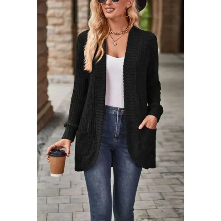 Freja | Cozy Chunky Ribbed Long-Sleeve Cardigan with Pockets