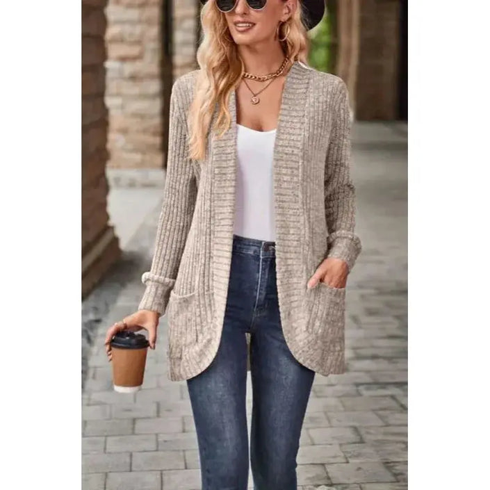 Freja | Cozy Chunky Ribbed Long-Sleeve Cardigan with Pockets