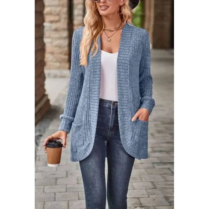 Freja | Cozy Chunky Ribbed Long-Sleeve Cardigan with Pockets