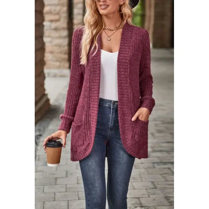 Freja | Cozy Chunky Ribbed Long-Sleeve Cardigan with Pockets