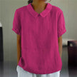 FJØRNA women's summer blouse with puff sleeves and linen fabric, casual top featuring a breezy, relaxed fit for warm weather.