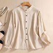 FJØRNA women's summer linen blouse with button front, casual style, lightweight fabric, and relaxed fit for warm weather.