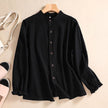 FJØRNA women's summer linen blouse with button front, casual style, featuring lightweight fabric and relaxed fit.