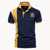 Men's short sleeve lace polo shirt by FJØRNA, featuring a classic design with a textured lace pattern and collar detail.