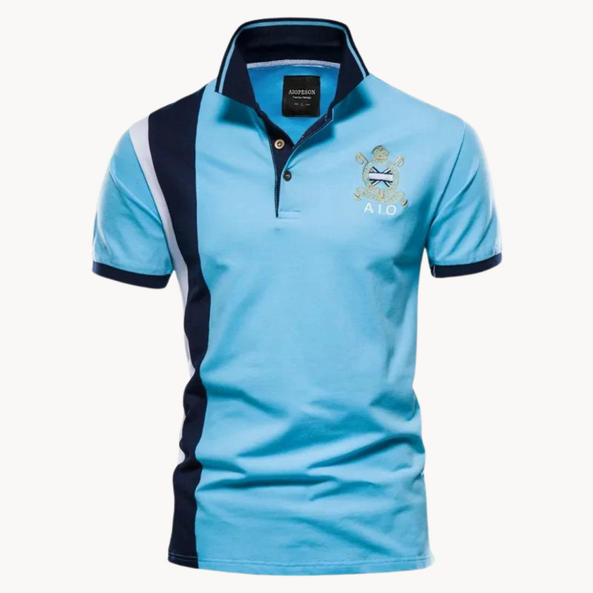 FJØRNA men's short sleeve lace polo shirt, stylish men's top with a detailed lace design and classic collar.