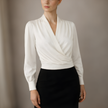 FJØRNA satin long sleeve men's top, stylish and smooth fabric, front view showing fitted design and elegant details