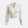FJØRNA satin long sleeve men's top with a sleek, smooth fabric and a classic fit, shown from the front in the image.
