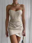 Faux Leather Corset Women's Mini Dress - Party & Cocktail