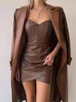 Faux Leather Corset Women's Mini Dress - Party & Cocktail