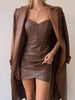 Faux Leather Corset Women's Mini Dress - Party & Cocktail