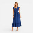 Women's FJØRNA cotton wrap midi dress, elegant summer dress with a comfortable fit and stylish design.