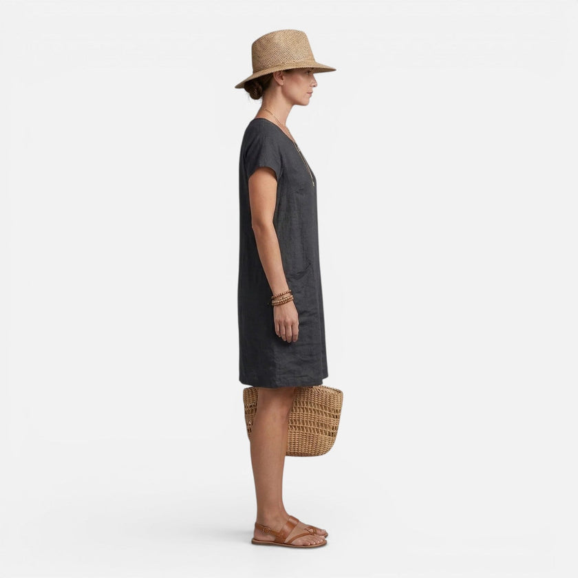 Women's lightweight, breathable relaxed fit dress with pockets by FJØRNA, casual style perfect for everyday wear.