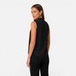 FJØRNA women's sleeveless blouse with elegant draped V-neck and timeless fit, shown in a stylish light-colored fabric.
