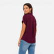Lightweight women's V-neck short sleeve blouse from FJØRNA with a relaxed fit, featuring a stylish and comfortable design.