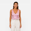 Women's FJØRNA sequin V-neck top for party and evening wear, featuring shiny sequins and a stylish V-neck design.