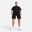 Men's casual summer matching T-shirt and cargo shorts set by FJØRNA, featuring a comfortable, relaxed fit for warm weather.