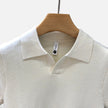 Men's textured knit polo shirt by FJØRNA, lightweight summer men's shirt with a comfortable fit and stylish knit fabric.