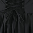 Women's FJØRNA halter neck corset midi dress with backless fit and flare design, perfect for parties and special occasions.