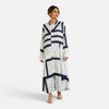 Women's oversized maxi dress by FJØRNA featuring a geometric print and loose fit, perfect for a stylish, relaxed look.