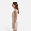 FJØRNA women's sleeveless striped dress with button front and slim fit, perfect for casual or summer wear.