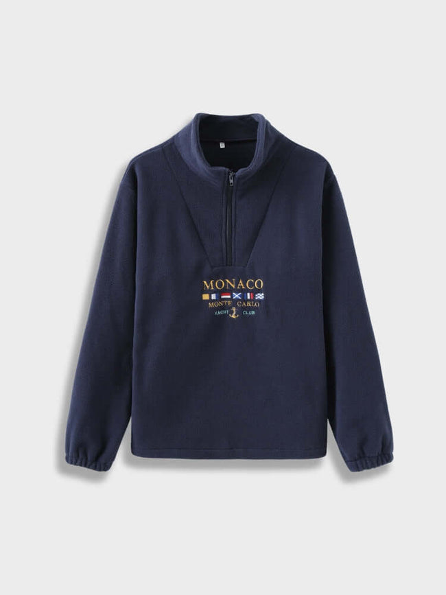 Fjorna | Men's Half Zip Sweatshirt Black Cotton Retro Style 1