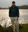 Fjorna | Men's Half Zip Sweatshirt Black Cotton Retro Style 4