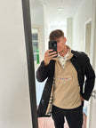 Fjorna | Men's Half Zip Sweatshirt Black Cotton Retro Style 7