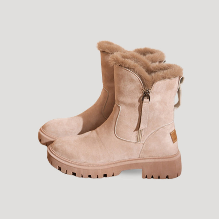 Fjorna | Women's Ankle Boots Black Fur Lined Synthetic Rubber 3