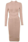 Fjorna | Women's Bodycon Midi Dress Nude Polyester Size M 0