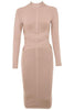 Fjorna | Women's Bodycon Midi Dress Nude Polyester Size M 0