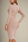 Fjorna | Women's Bodycon Midi Dress Nude Polyester Size M 2