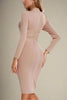 Fjorna | Women's Bodycon Midi Dress Nude Polyester Size M 2