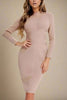 Fjorna | Women's Bodycon Midi Dress Nude Polyester Size M 3