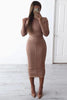 Fjorna | Women's Bodycon Midi Dress Nude Polyester Size M 4