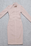 Fjorna | Women's Bodycon Midi Dress Nude Polyester Size M 6