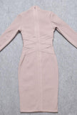 Fjorna | Women's Bodycon Midi Dress Nude Polyester Size M 7